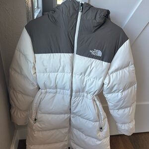 The North Face Snowy White and Charcoal Jacket
